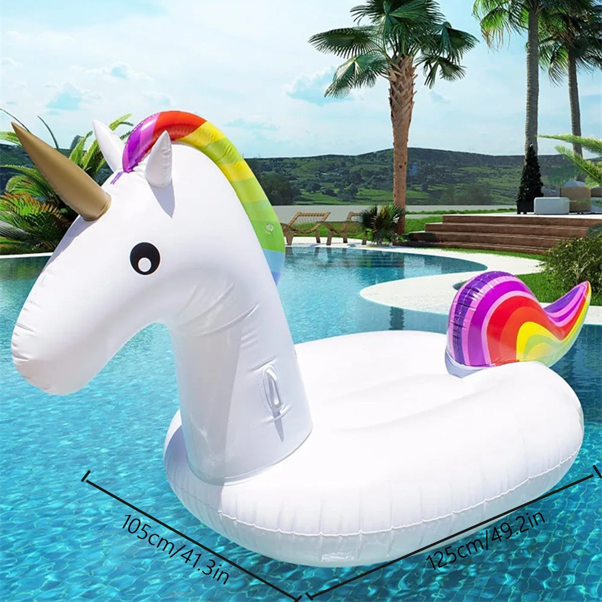 Huge Unicorn Inflatable Float Portable Water Slide Floating Playground Island - No Pump