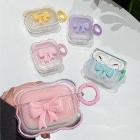 3D Cute Bow Cover for Apple AirPods Pro 2nd Case Wireless Earphone Protective Case for Airpods 4 3 2 1 Charging Box With Keyring