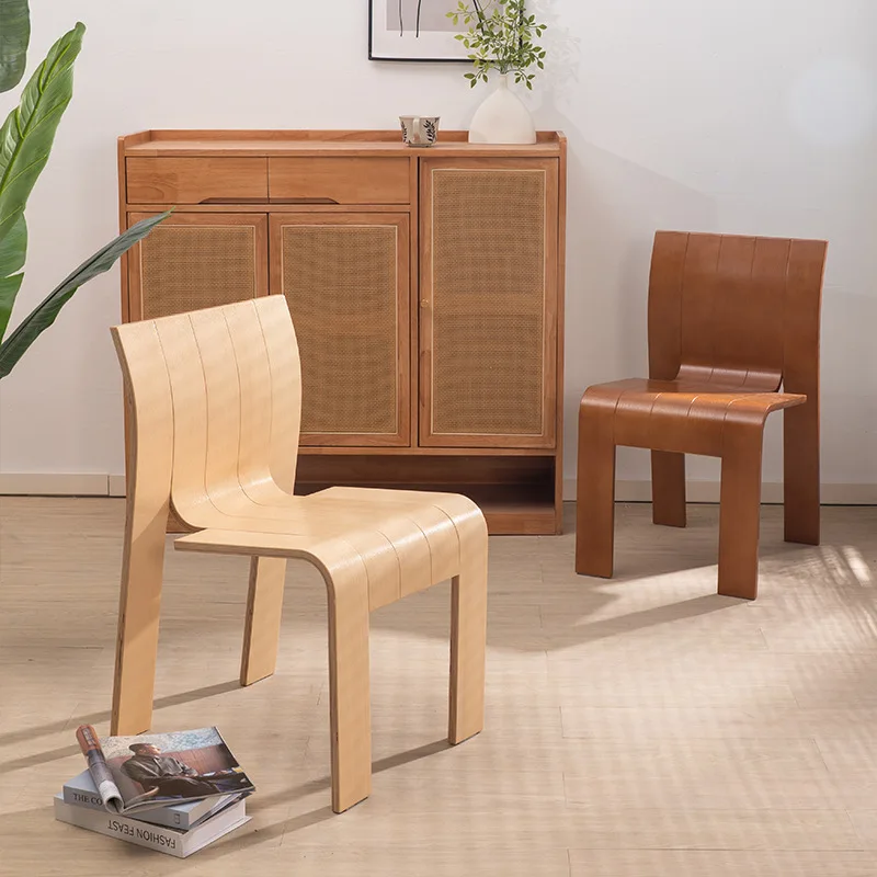 

Mid-Century Dining Chair Home Backrest Retro Internet Celebrity Designer Single Solid Wood Black Restaurant Stool Simple Chair