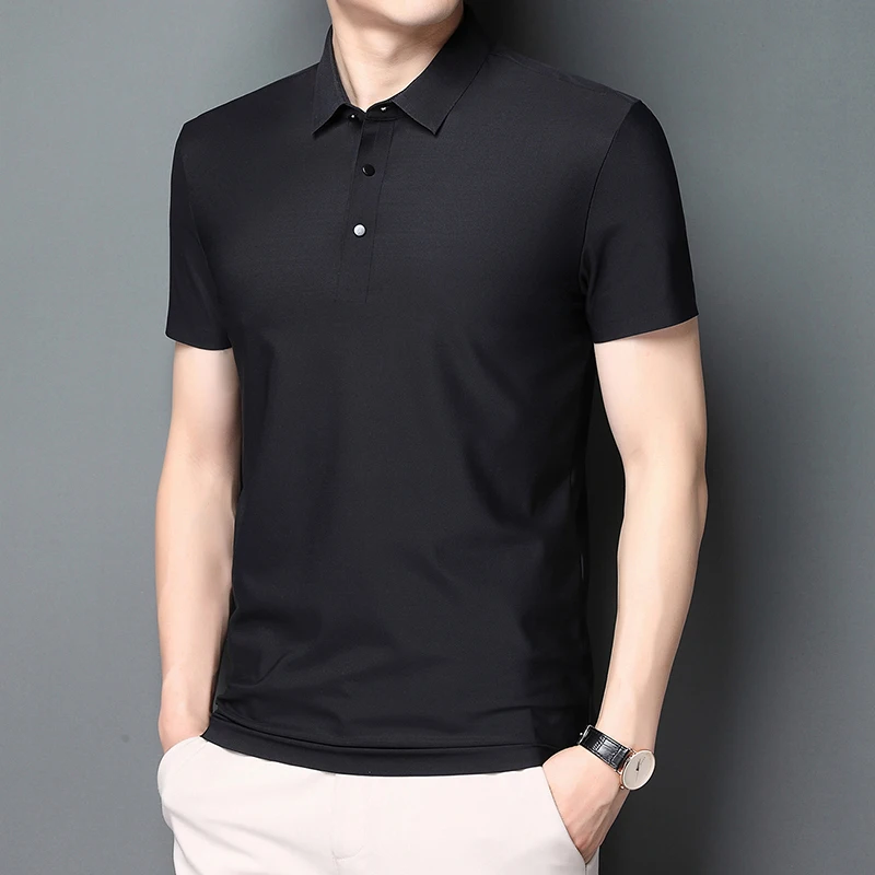 Classic 2026 Summer Men's Solid Color Polos Business Casual Short Sleeve Tops Shirts Outwear Slim Breathable Tees Polos Clothing