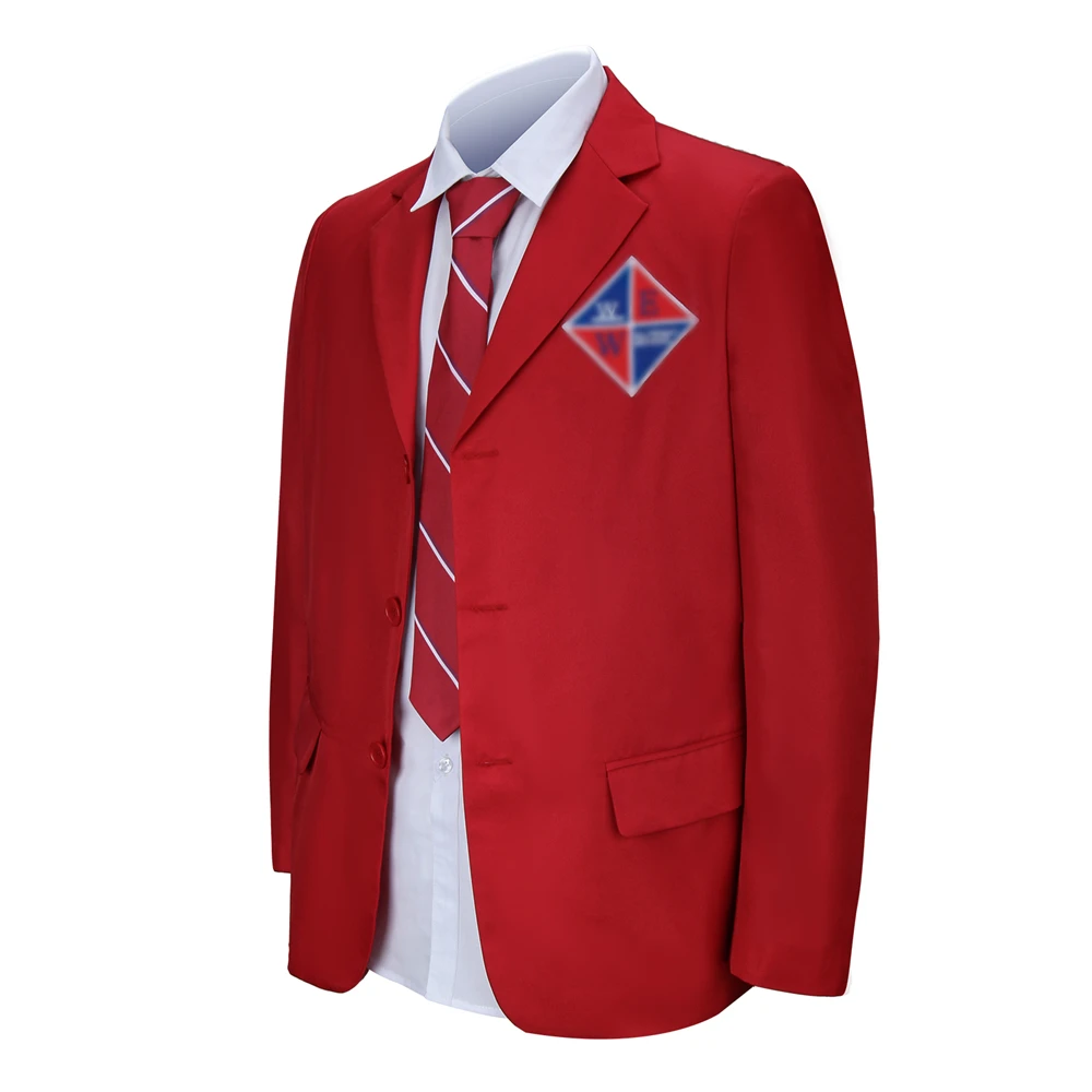 Rebelde Schuluniform für Männer großer Junge High School Kostüm rote Jacke Hemd Krawatte voller Satz männlich ews Outfits