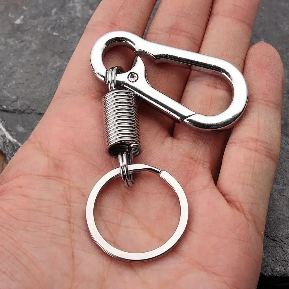Spring Keychain Climbing Hook Car Keychain Simple Strong Carabiner Shape Keychain Accessories Metal Vintage Keychain