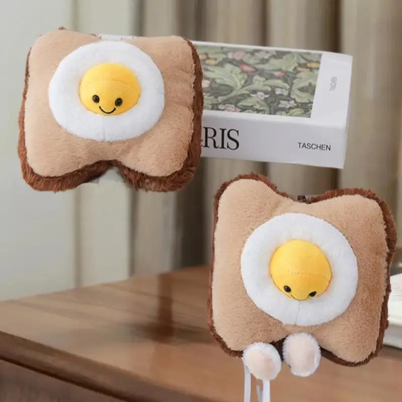 Leuke leuke simulatie voedsel toast gebakken ei pluche pop hanger rugzak hangende ornamenten geschenken