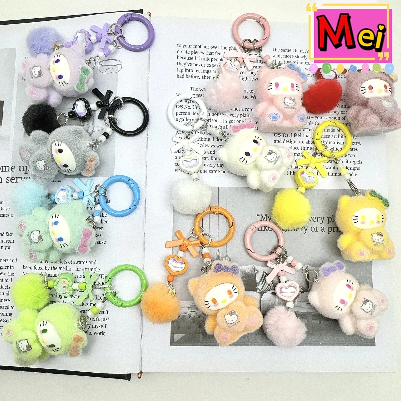 جديد لطيف كيتي أفخم المفاتيح الملونة 3d أفخم القط على شكل حقيبة الظهر قلادة سيارة الديكور شنقا سلسلة عيد الميلاد هدية عيد ميلاد