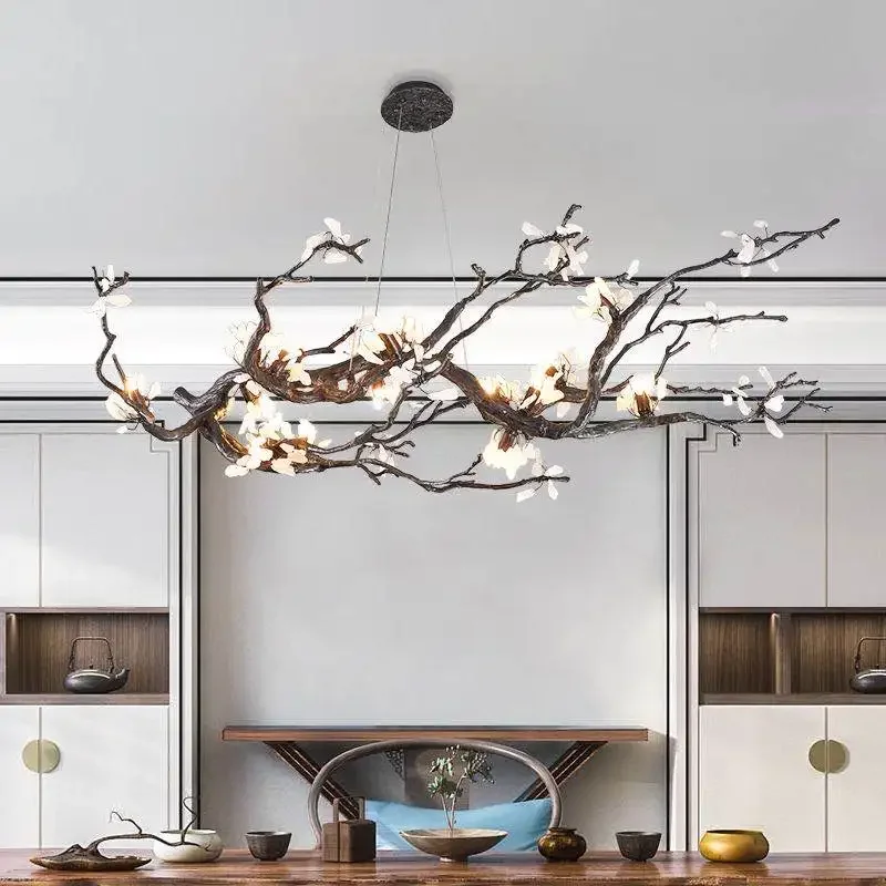 

All Copper LED Creative Branch Chandelier for Living Room, Dining Room Decoration, Lighting Fixtures, and Lobby Lighting