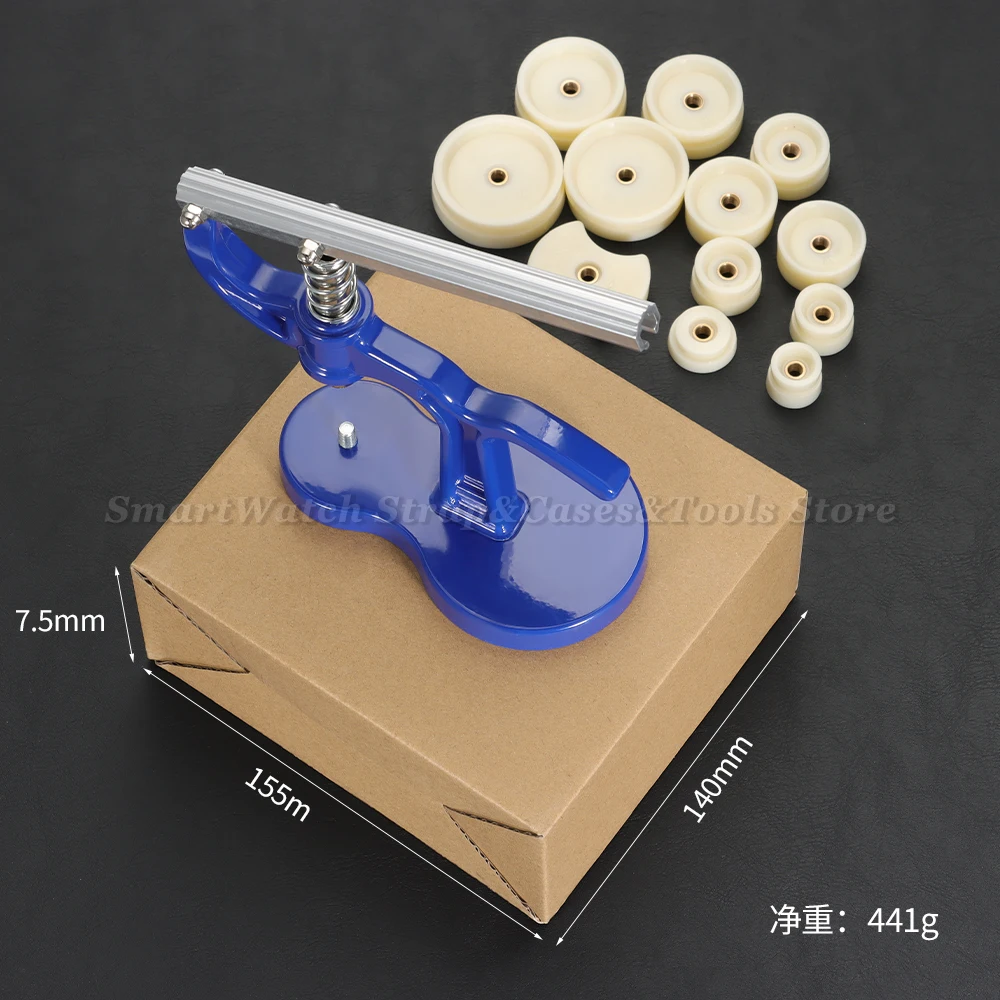 أداة ضغط الغطاء الخلفي للساعات المغلقة مع 12 مقاسًا من الغطاء الخلفي، مجموعة أدوات إصلاح الضغط لصانع الساعات