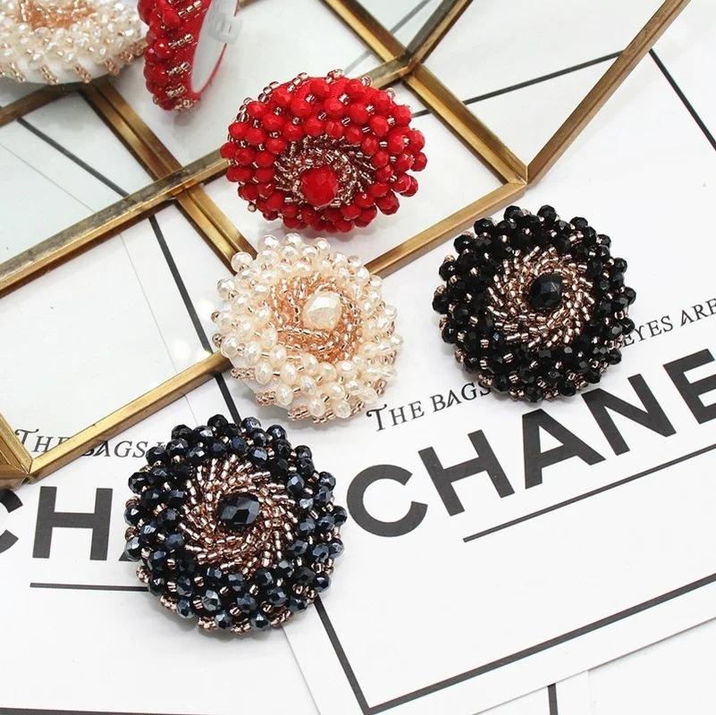 High Quality 1pcs Crystal Hand Sewn Bead Buckle Coat Garment Decorative Buttons