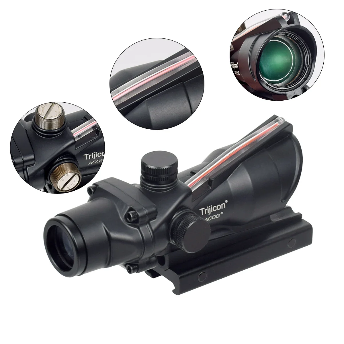 Tactical Trijicon ACOG 4X32 1x32 Scope Red Green Sight Airsoft Optics Illuminated Chevron Cross Glass Etched Reticle Hunting