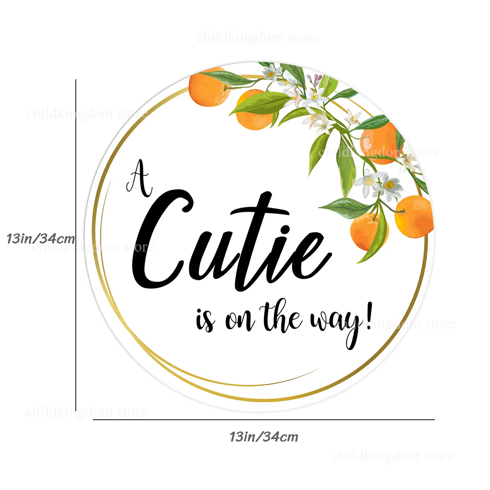 A little Cutie is on the way KT Board Cutouts Baby Shower Welcome Sign Orange A little Cutie Baby Shower Party Direction Signs