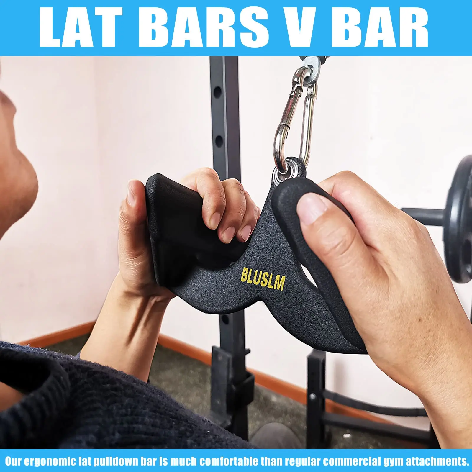 Exercise Bars Fitness Lat Pull Down Bar For Home Gym Pulley Cable Machine Attachment Biceps Triceps Back Muscle Grip T/V-bar