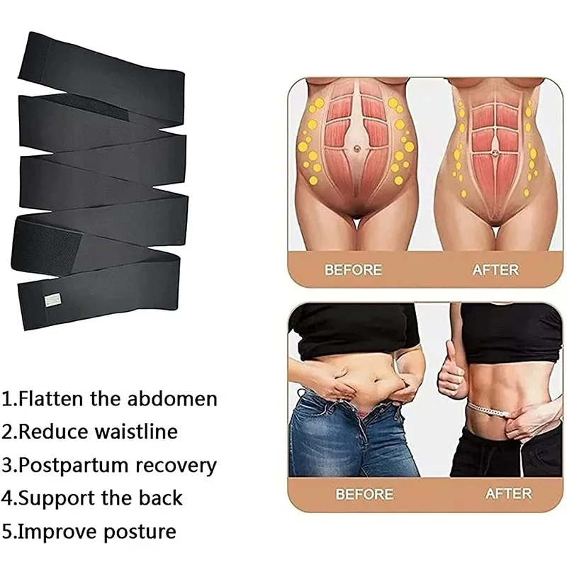 Wrap bandaż niewidoczny gorset modelujący talię dla kobiet trymer brzuch pot okłady w talii pas z pętelką brzuch/belly/body Shaper