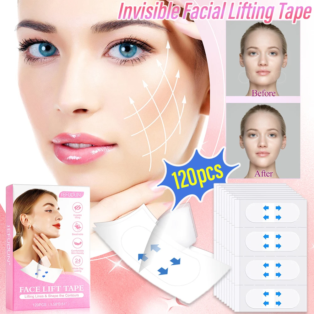 120Pcs Invisible Facial Lifting Sticker Thin Face Patche Facial Line Wrinkle Sagging Skin Fast Pull Chin Adhesive Tape Efficient