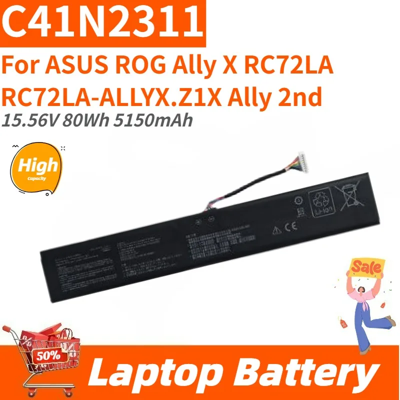 

High Quality 15.56V 80Wh 5150mAh Laptop Battery C41N2311 For ASUS ROG Ally X RC72LA RC72LA-ALLYX.Z1X Ally 2nd Brand New