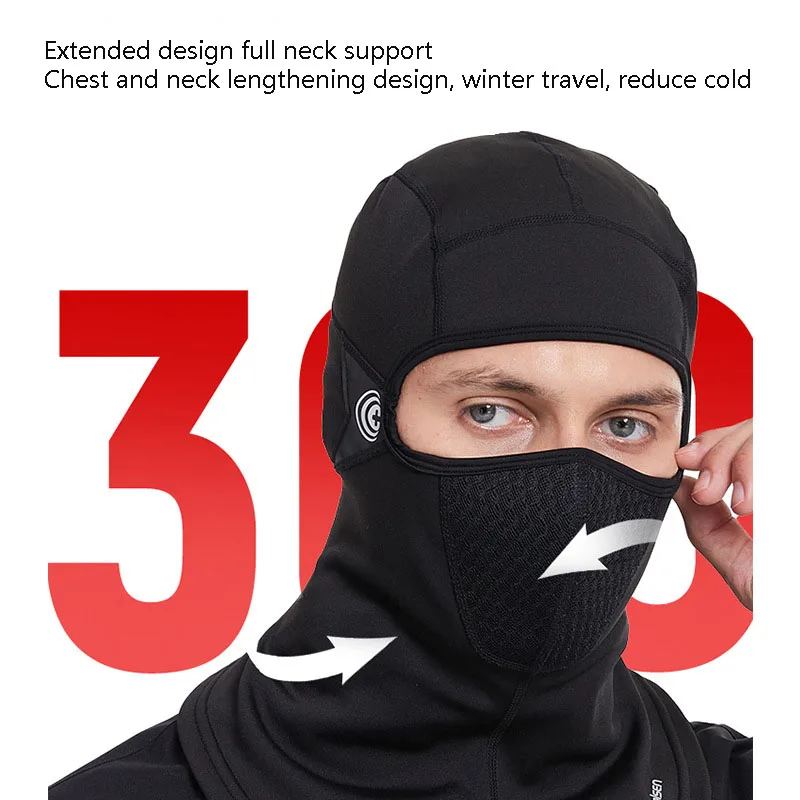 New Winter Ski Face Mask Motorcycle Helmet Full Face Mask Windproof Keep Warm Ski Hooded Head Cover Outdoor Riding Neck Shield