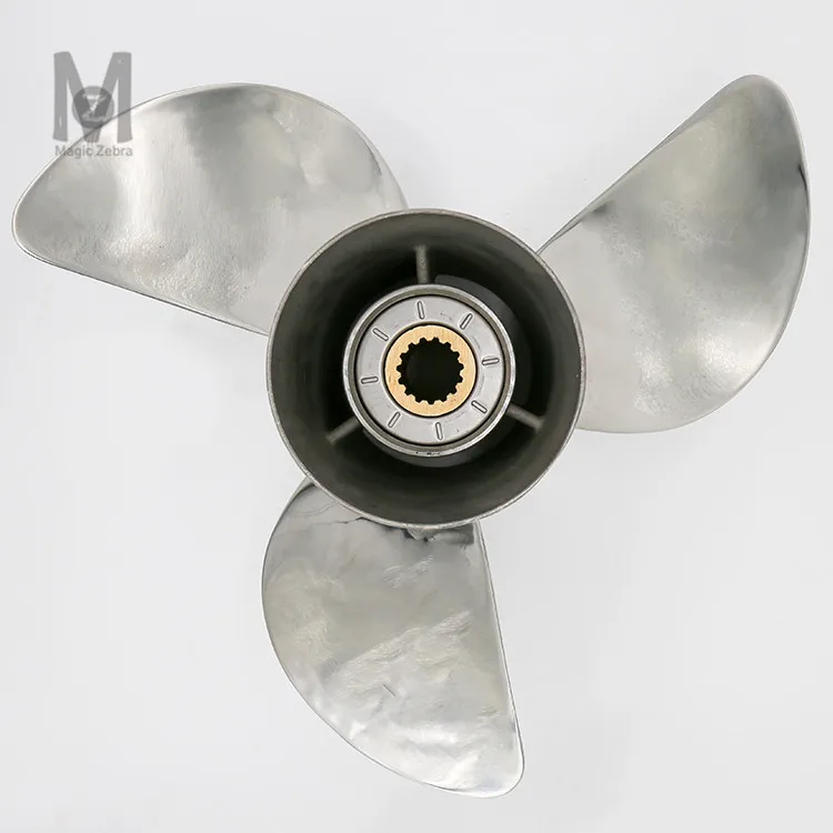 Top quality boat engine parts a variety of materials outboard 3/4 blades marine propeller for Suzuki Stainless Steel Boat Propel