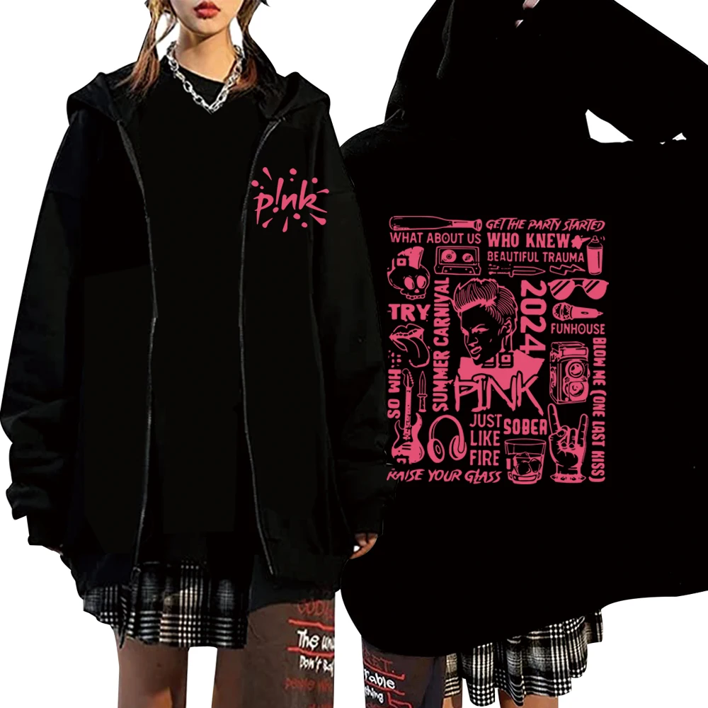 

P!nk Summer Carnival Tour 2024 Hoodie Hot Jacket Zip Up Hoodie Sweatshirts Y2K Coat Gift