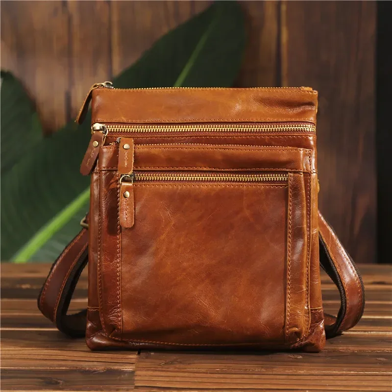 Imagem -02 - Bolsas Crossbody de Couro Genuíno para Homens Ipad Messenger Grande Case Hasp Shoulder Bags Moda Masculina