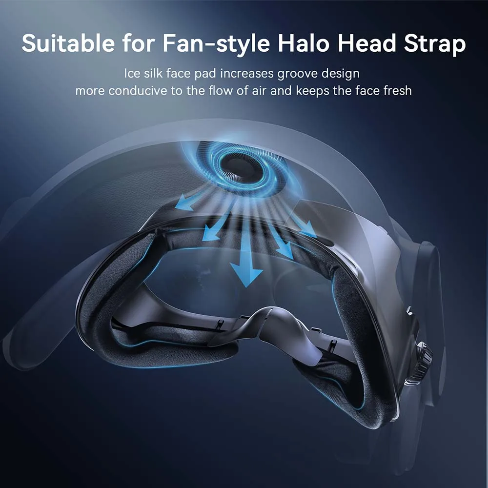 AMVR Magnetic Face Mask for Quest 3 Quick Release Ice Silk PU Leather Pad Fit Fan Style Halo Head Strap Facial Interface Part