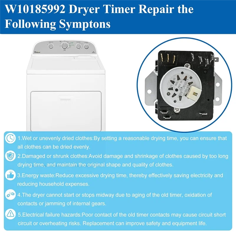 ABWM-For Maytag Dryer Timer Replacement W10185992 418-095-20-B5 MEDC465HW0 MGDC465HW0 For Whirlpool WGD5000DW2 view 6