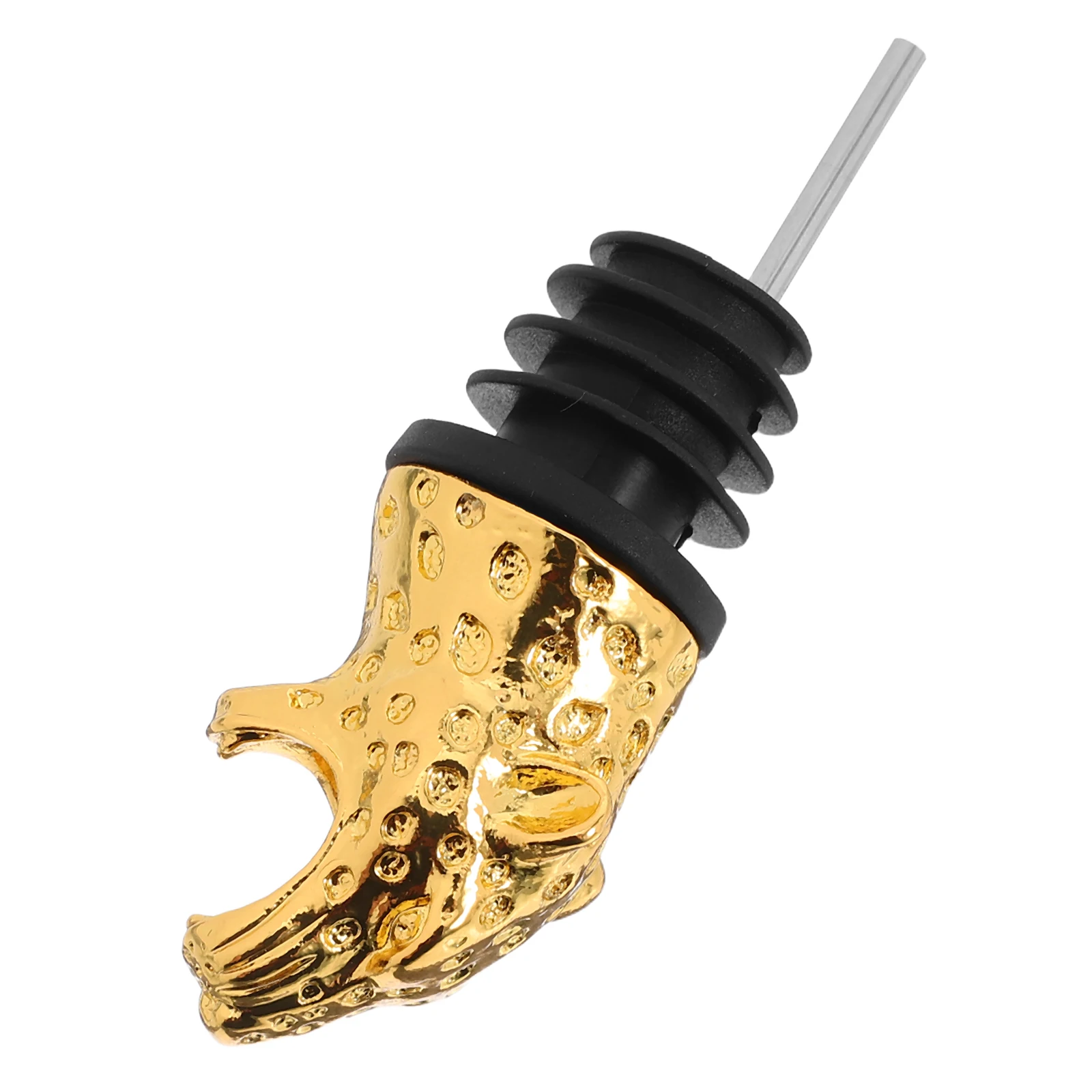 

Bottle Stopper Decanter Stoppers Pourer for Bottles Spout Conical Golden Leopard Head and