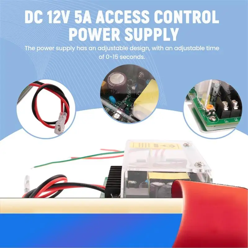 

DC 12V 5A ИБП Функциональный источник питания для контроля доступа к двери Использование для системы контроля доступа Переключатель дистанционного замка переменного тока 110 В-240 В-X62A