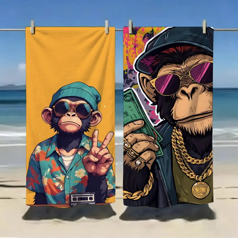 Vintage Cartoon Monkey Towel Microfiber soft Beach Towel for Travel Fitness Sauna Bathing Camping