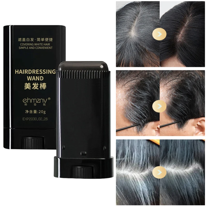 

Hairdressing Wand For Gray Hair Cover Up Quick Easy Temporary Root Touch Up Stick Washable Portable Hair Makeup For Men & Women