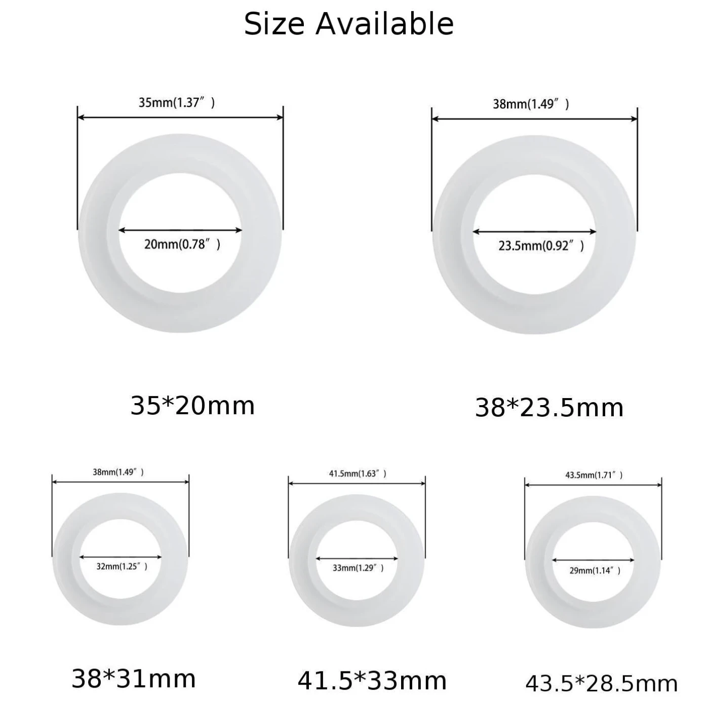 1/5pcs Silicone Rubber Flat Gaskets Outer Dia 35mm-41mm White Sink Pop Up Plug Silicon Cap O Rings Seal Washers Sealing Ring