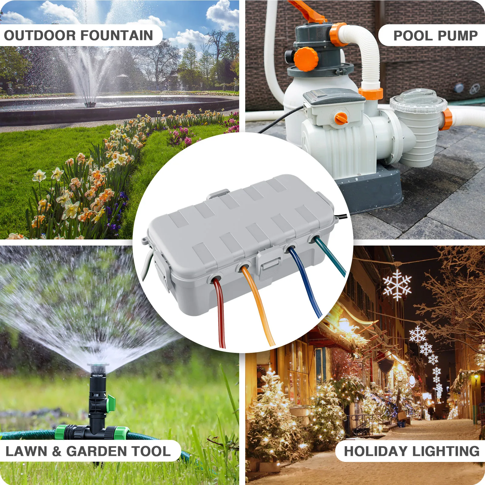 

Водонепроницаемая электрическая коробка среднего размера IP54, наружная удлинительная крышка для розетки, праздничный декор, гирлянда, садовый таймер