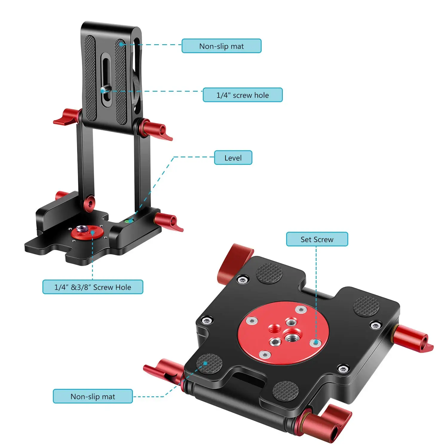 Neewer Upgraded Z-Flex Tilt Head Z Type Tripod Head with 4 Adjust/Fixing Knob Quick Release Plate and Spirit Level for Tripod