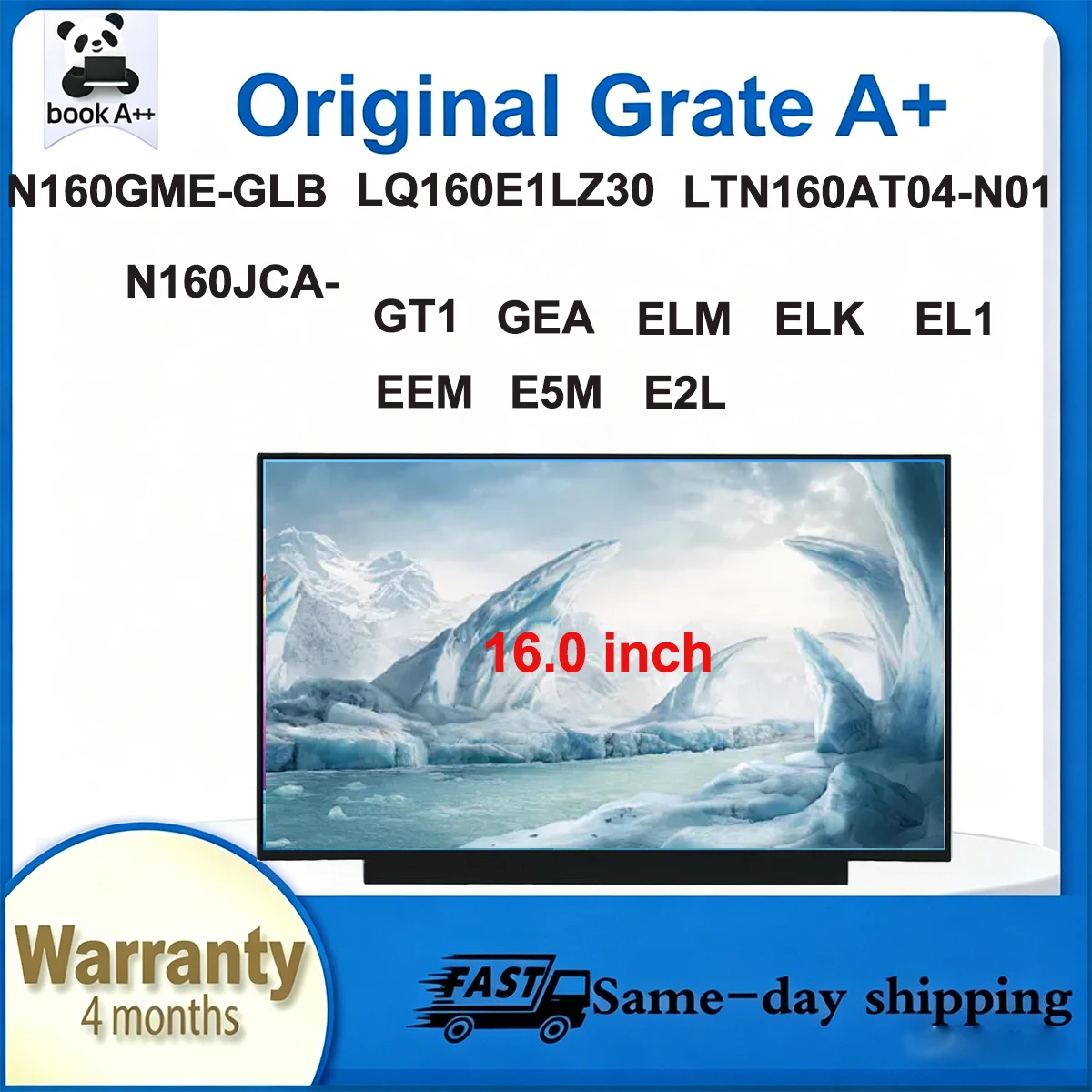 

Original New A+16.0" Lcd Screen N160GME GLB LQ160E1LZ30 LTN160AT04 N01 N160JCA GT1 GEA ELM ELK EL1 EEM E5M E2L