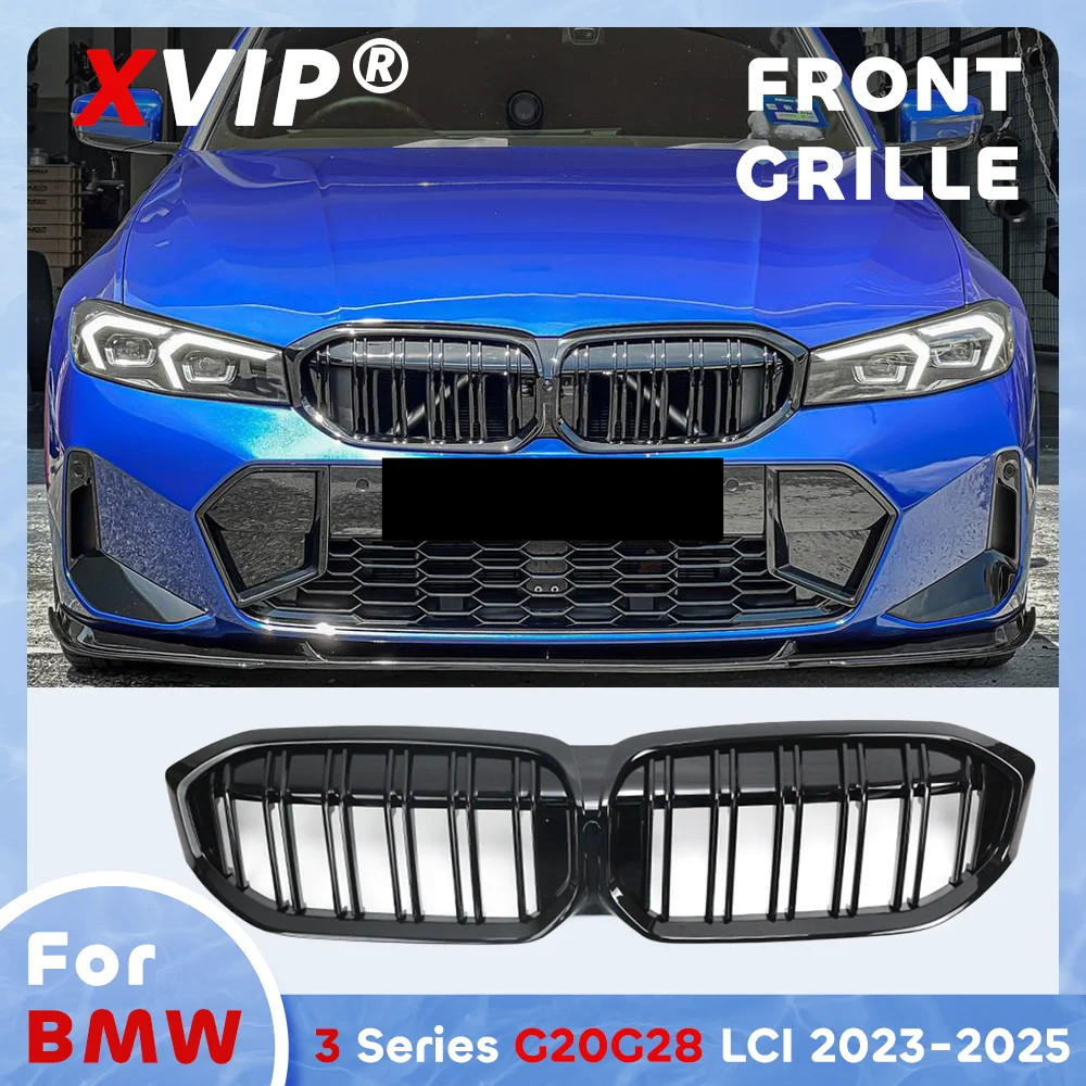 

Глянцевая черная решетка переднего бампера XVIP в стиле Double Line для BMW 3 серии G20 G28 LCI 2023-2025