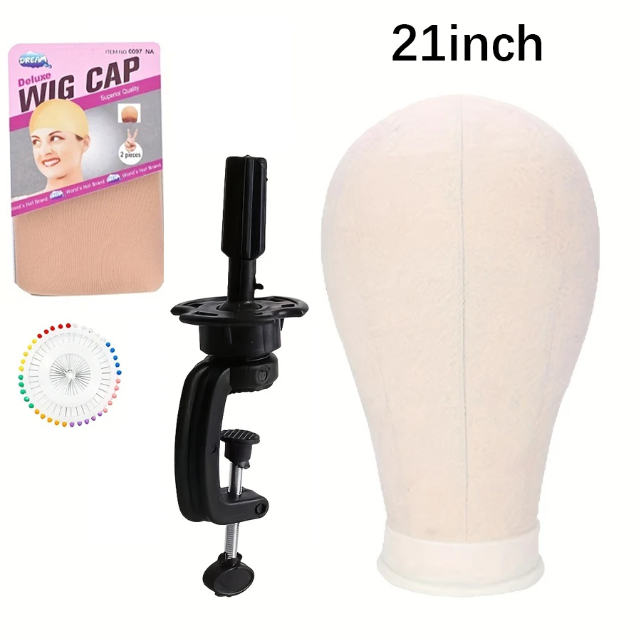 عارضة أزياء برأس شعر مستعار من القماش مقاس 21-24 بوصة لعرض تصفيف الشعر وحامل دعم الشعر المستعار #1