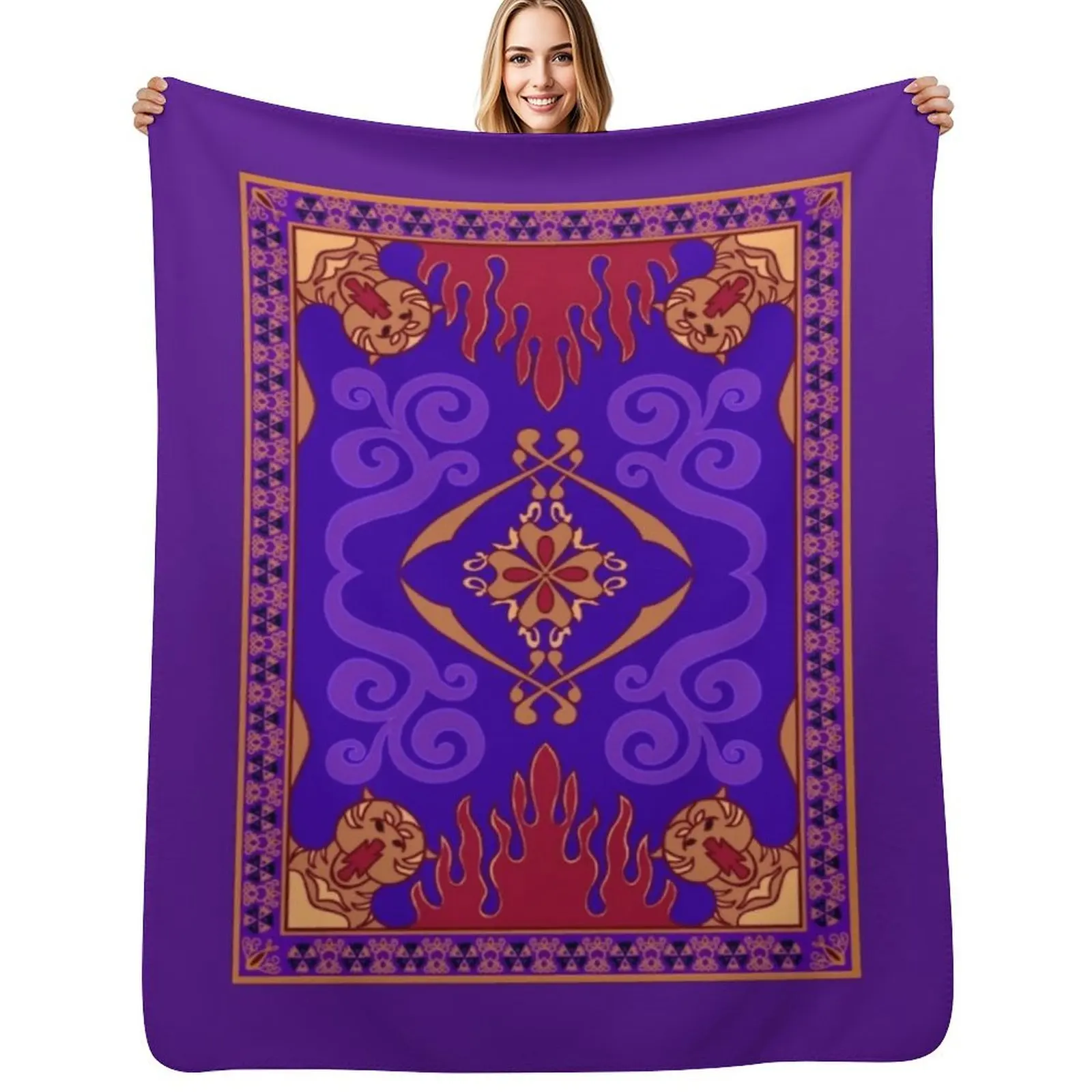 Aladdin 1992 Manta con diseño de alfombra mágica, sin pelusas, suave y cálida para cama