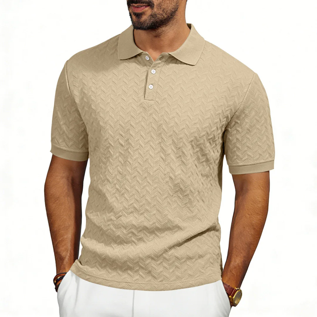 Grenzüberschreitendes Amazon American Heavy-Duty Polo-Shirt mit lockerem Texturmuster, einfarbig, Jacquard, lässig, schlicht, trendig, kurzärmelig – Detail 6