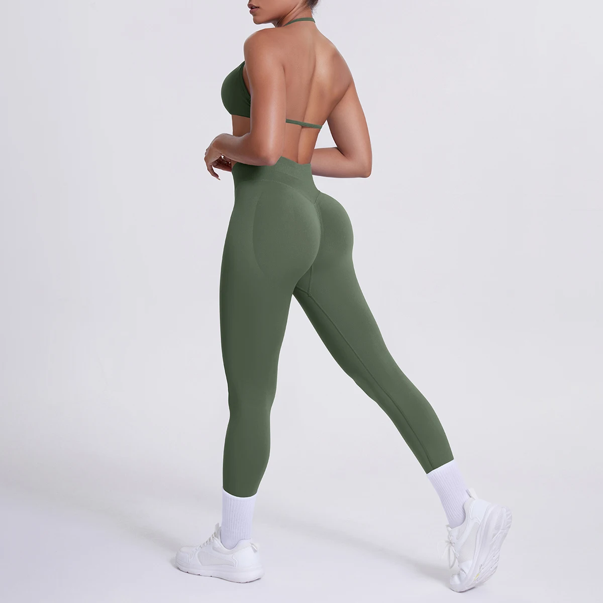 Frauen 2 stücke Patchwork Sport Yoga Anzug Training Ärmellose Sport Gym Tops Bauch-steuer Abnehmen Booty Leggings Yoga Anzug Sport – Detail 33