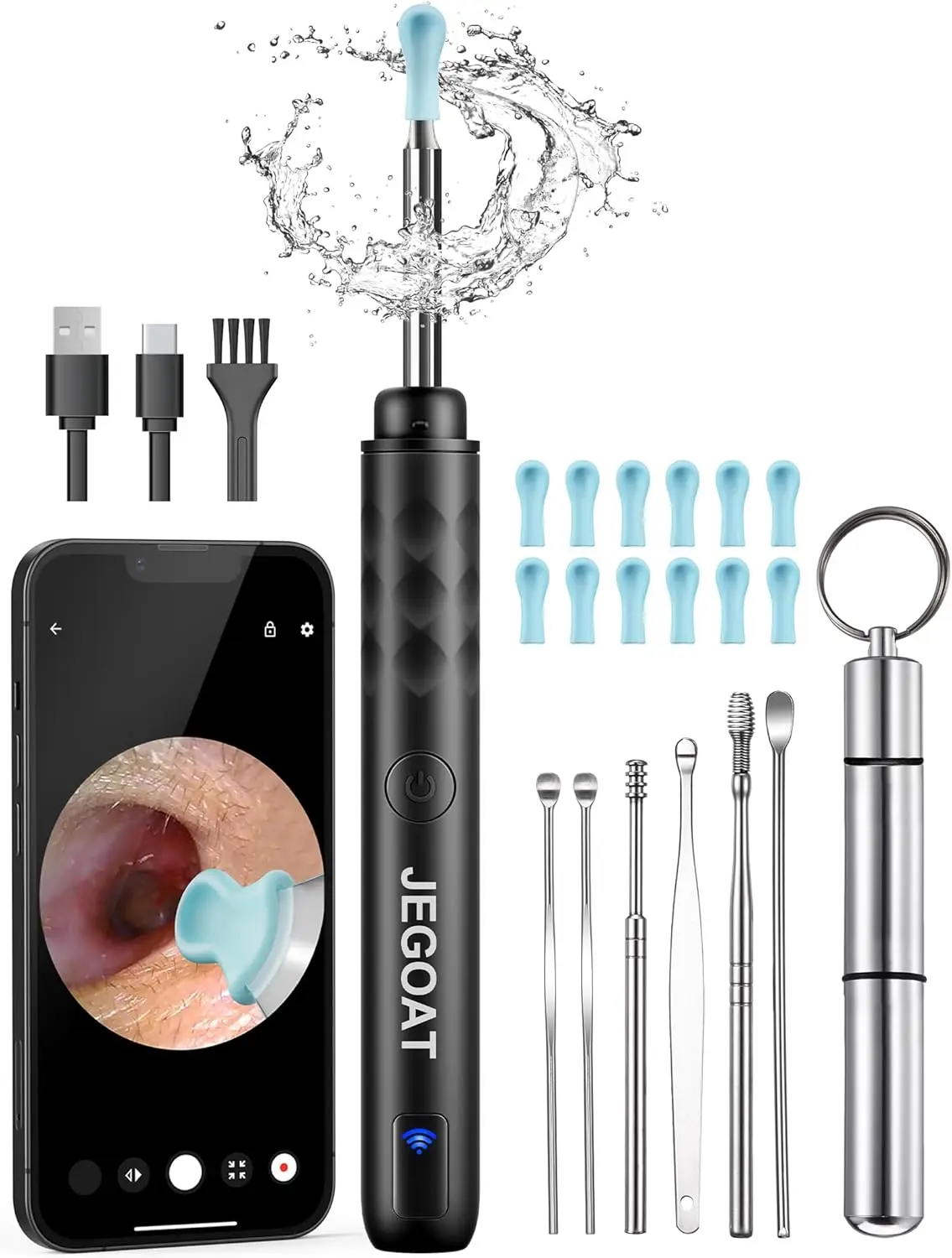 

Ear Wax Removal Tool with 1296P HD Camera and 6 LED Lights, Includes 10 Ear Picks, Compatible with iOS and Android Devices