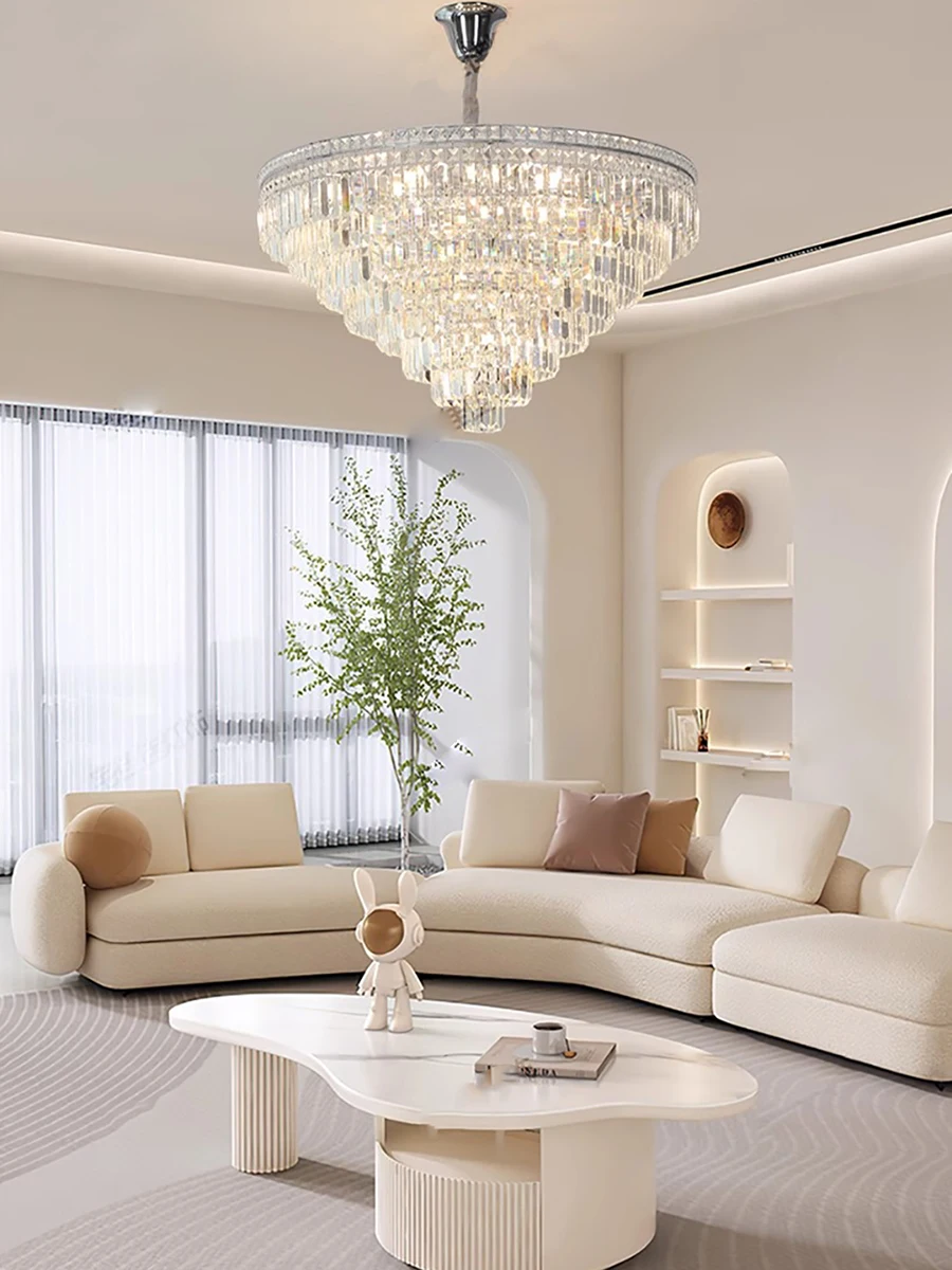 

Modern Luxury Living Room Clear Crystal Gold Chandelier Lighting Led Home Decoration European Hanging Lamps for Ceiling Lustres