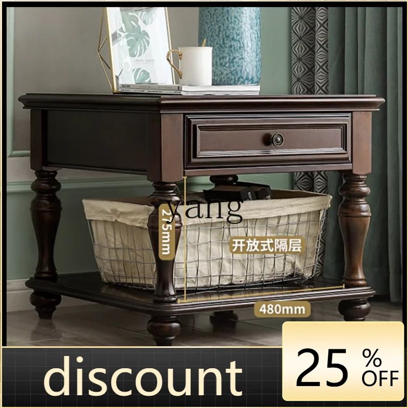 

LTT all solid wood small square table retro light luxury square coffee table European home living room corner table