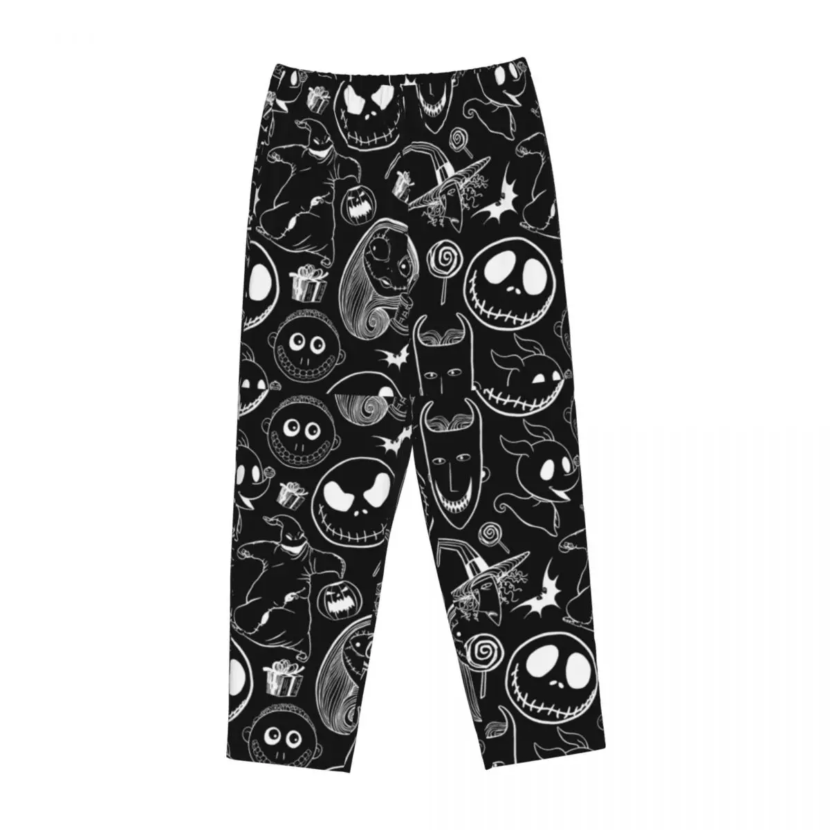 Custom Tim Burton Skull Pajama Pants Womens Nightmare Before Christmas Sleepwear Lounge Sleep Bottoms Stretch with Pockets