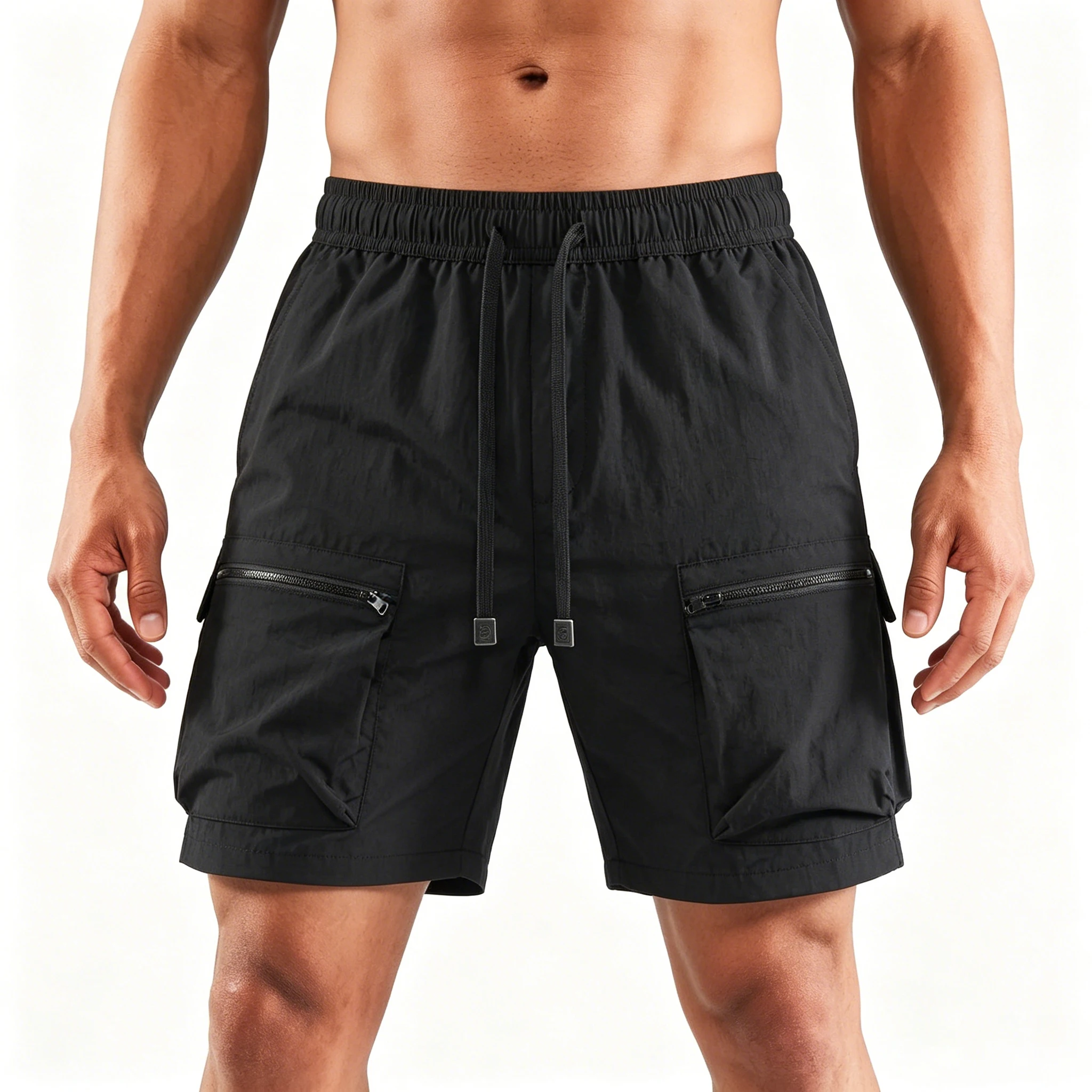  26 new Men's work shorts summer comfort zipper multi-pocket outdoor leisure sport beach pants elastic waistband