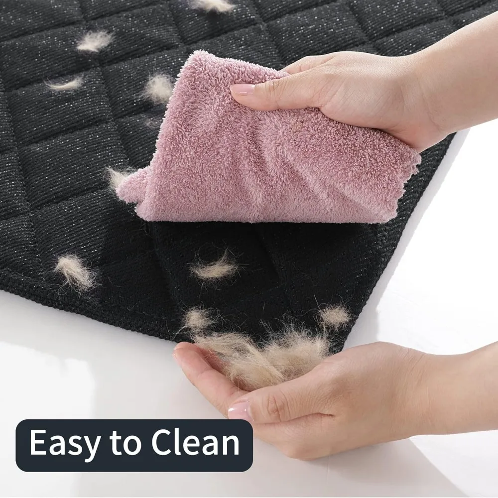 Indestructible Chew Proof Dog Bed, Machine Washable Quilted Mat for Medium Dogs, Black Kennel Pad 28x41 in