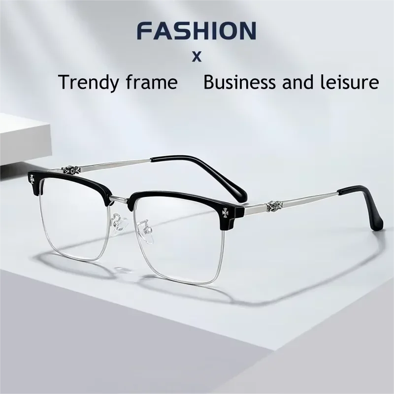 

Очки OLLYMURS для мужчин, деловые, с диоптриями, из сплава, новая оправа, модные и элегантные, квадратные, с эффектом «брови», оптические, модель 9367