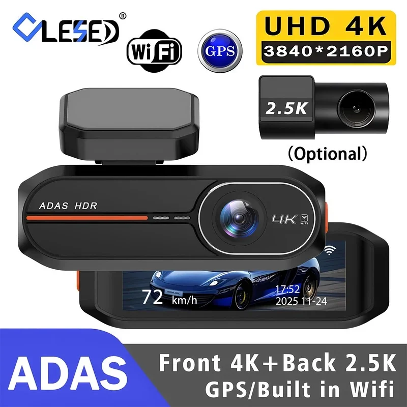 4K 3840*2160P Dash Cam WiFi GPS ADAS Front 4K Rear 2.5K DVR Video Recorder 24H Night Vision Dashcam Car Camera For Car Black Box