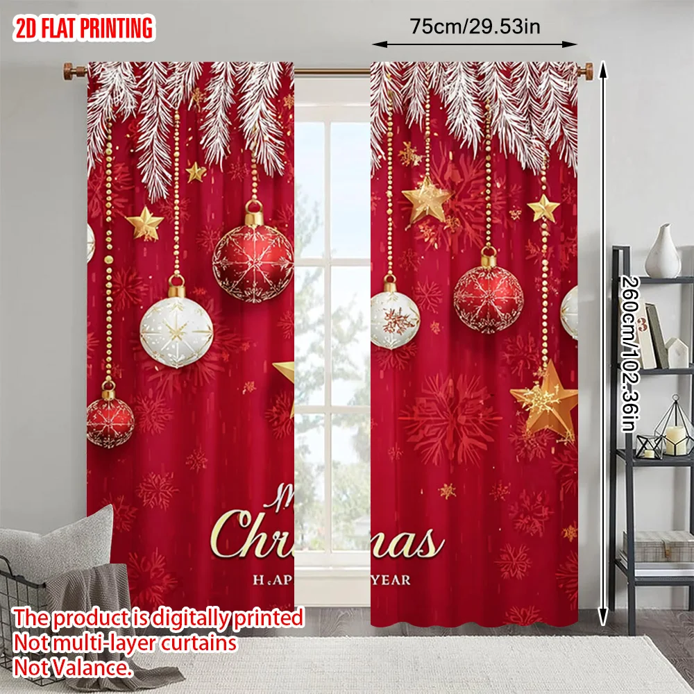 

2pcs, plane printing Curtains Christmas Star Polyester Easy Install (without rod) Home Decor Ldeal for Bedroom Living Room