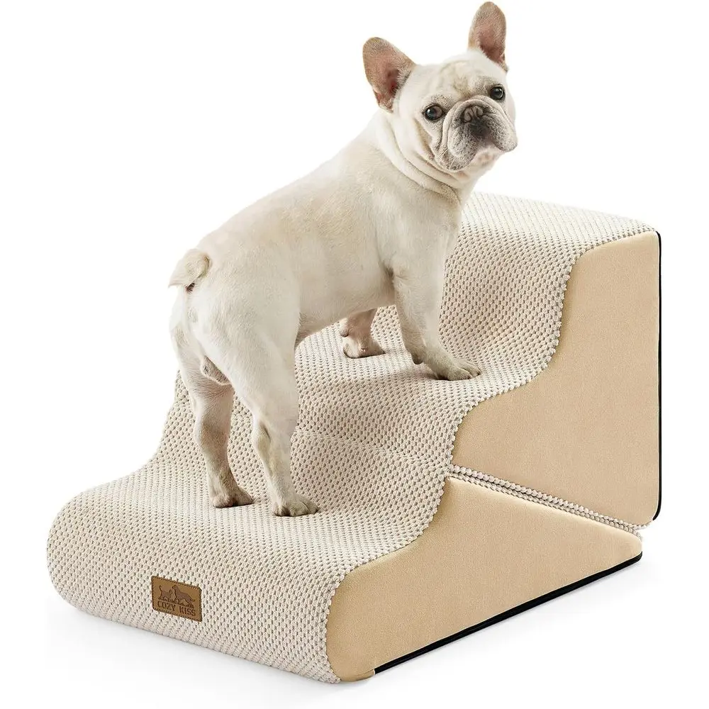 

3-in-1 Transformable Pet Stairs for Small Dogs, Cats, and Puppies - 3 Steps, 15.7 Height, Beige, 15.7x22.4x15.7 in