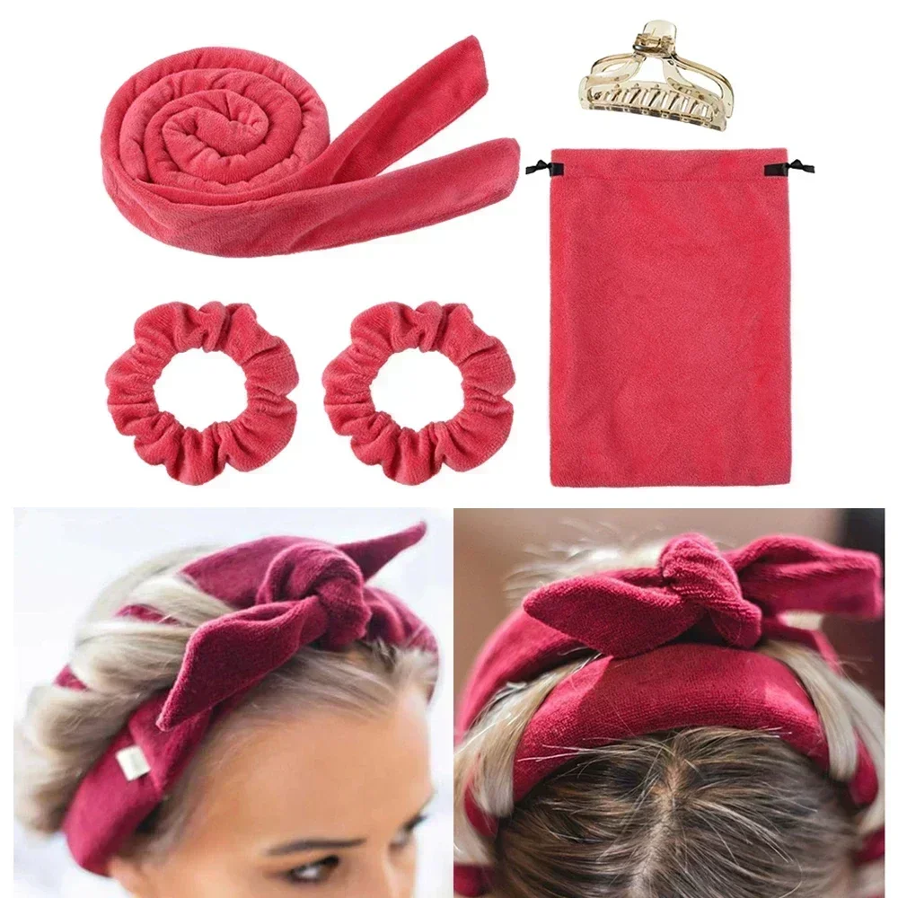 Heatless Curling Rod Headband, Encrespadores de cabelo, Sem Fita De Calor, Rolos De Cabelo Preguiçosos, Cachos De Seda, Sleeping Soft Headband,