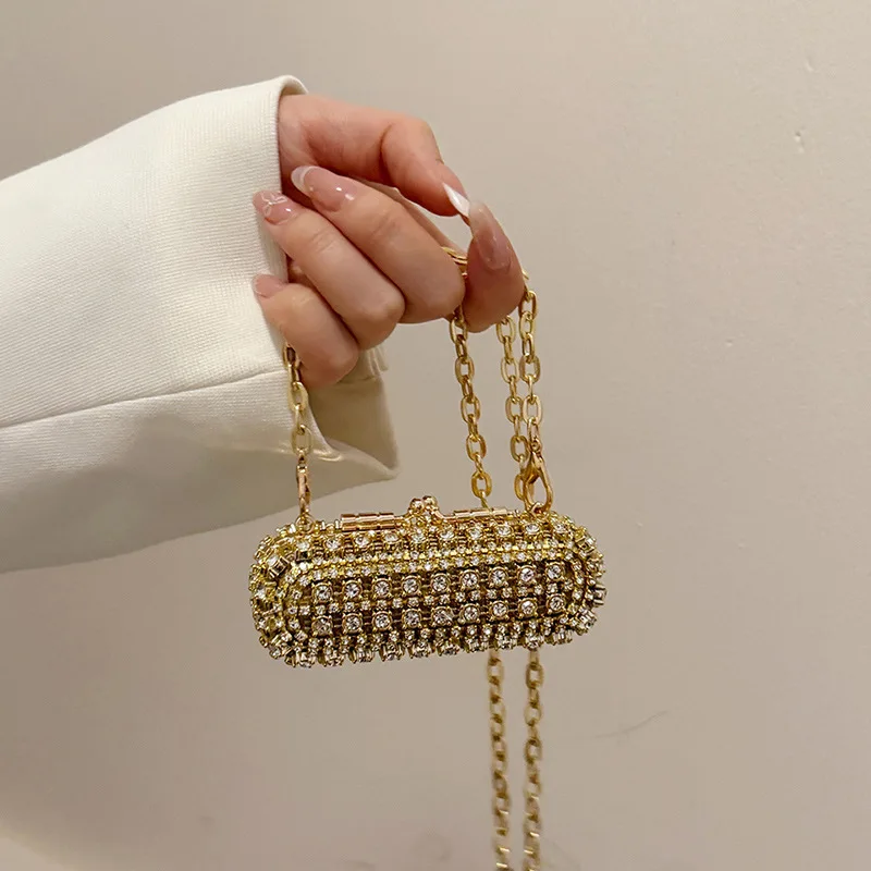 

Mini Evening Bags for Women 2025 New Fashion Diamonds Shoulder Bag Ladies Luxury Cute Chain Party Lipstick Crossbody Bag Woman