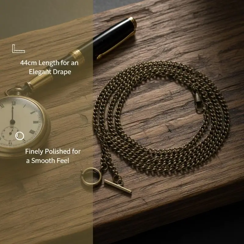 Double Chain Pocket Watch Chain Curb Link Chain Clip Pocket Chain For Men And Women For Christmas And Father's Day Gift