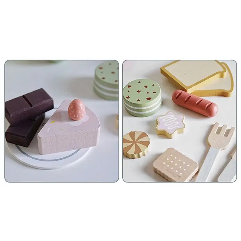 ODIES-Juego de simulación de madera para niños, paquete de pastel de Picnic, bolsa de comida de cocina para niña, juego educativo de imitación